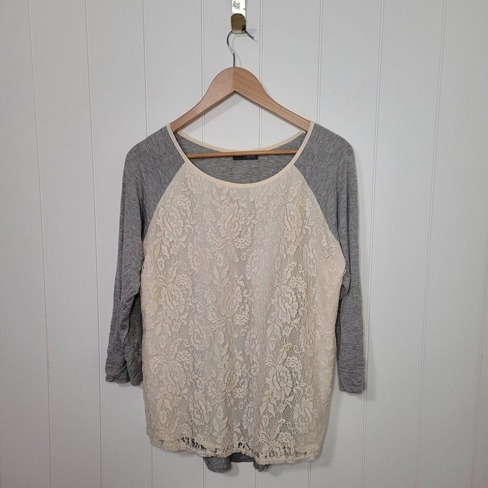 Womens Top Size Medium Fairy Whimsical Lace Mixed Media Minimalist